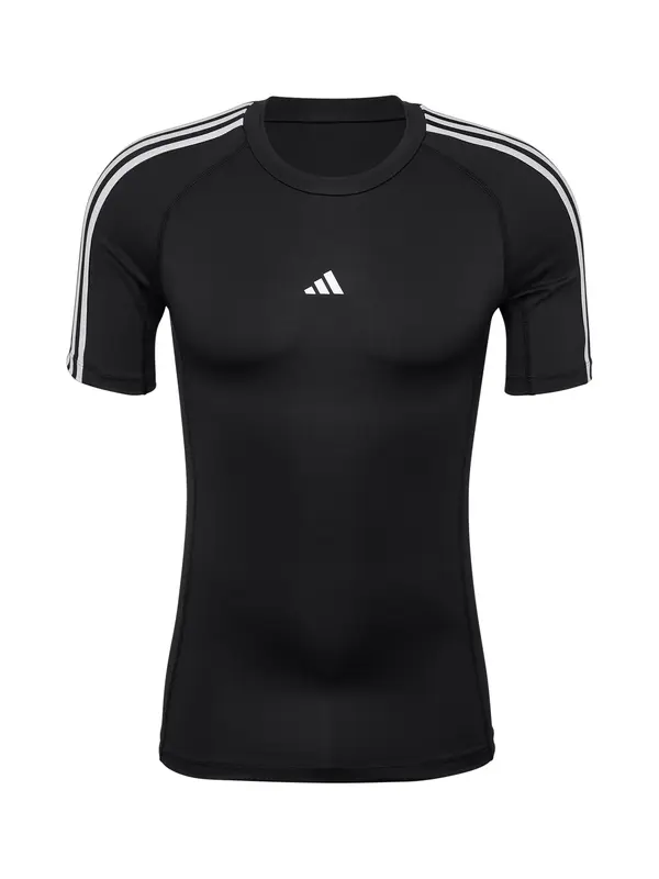 ADIDAS PERFORMANCE ADIDAS PERFORMANCE Funkcionalna majica 'TECHFIT Compression Training 3-Stripes'  črna