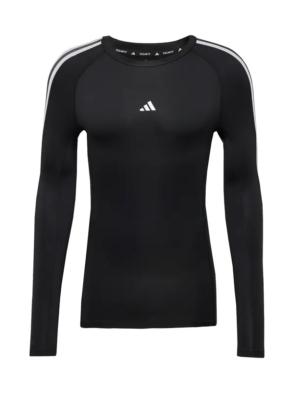 ADIDAS PERFORMANCE ADIDAS PERFORMANCE Funkcionalna majica 'TECHFIT Compression Training 3-Stripes Long Sleeve'  črna / bela
