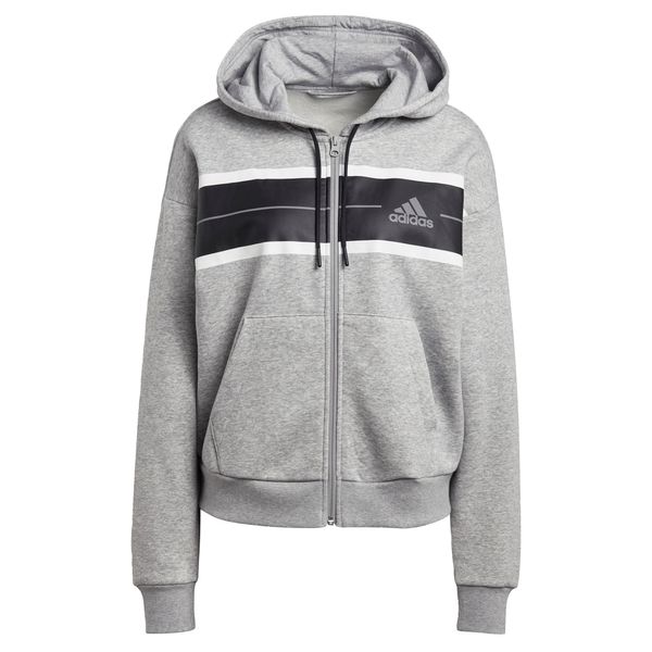 ADIDAS SPORTSWEAR ADIDAS SPORTSWEAR Športna jopa na zadrgo 'Essentials Pinstripe Block Fleece Loose Fit'  pegasto siva / črna / bela