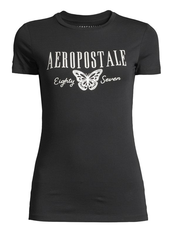 AÉROPOSTALE AÉROPOSTALE Majica  črna / srebrna