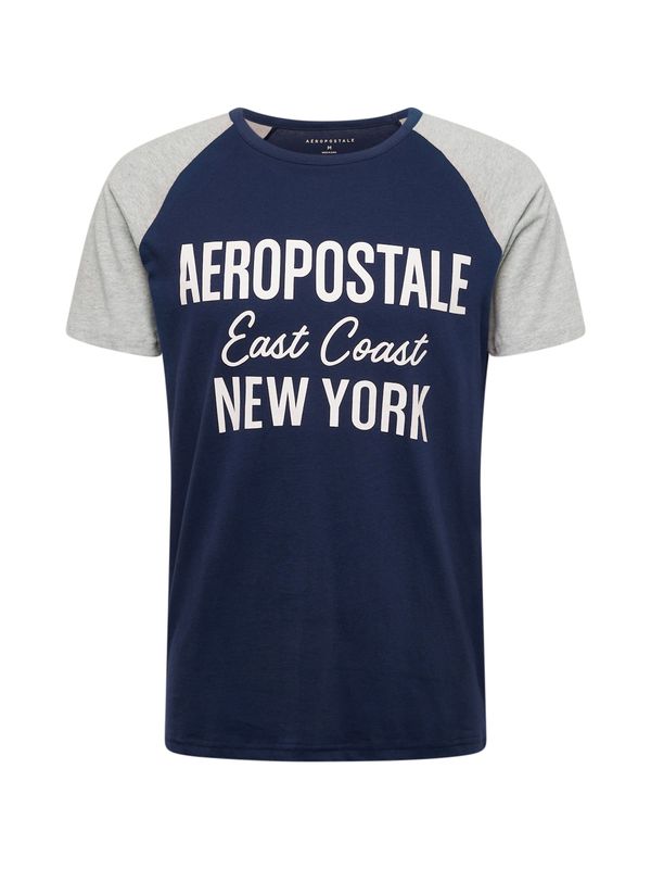 AÉROPOSTALE AÉROPOSTALE Majica 'EAST COAST'  mornarska / pegasto siva / bela