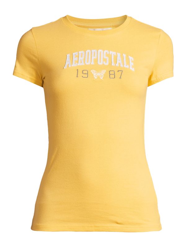 AÉROPOSTALE AÉROPOSTALE Majica 'JKI ARCH 1987 BTTRFLY'  rumena / črna / bela