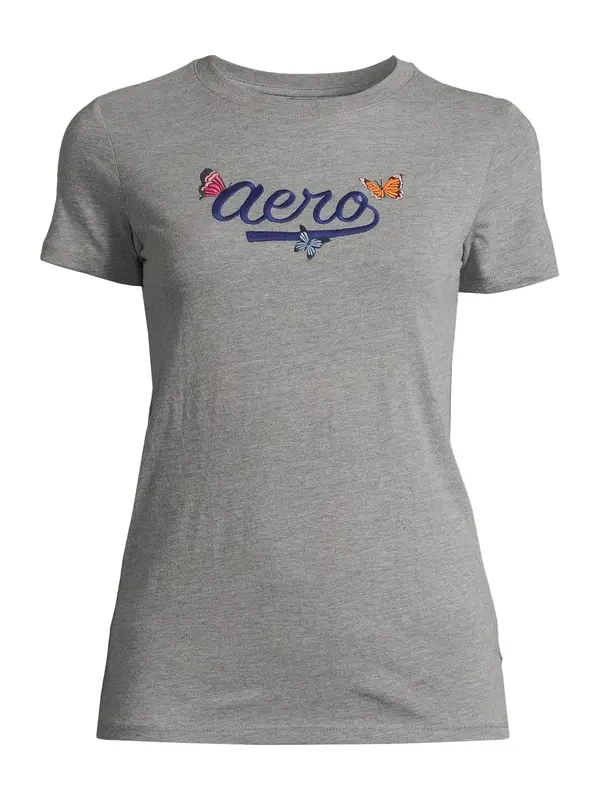 AÉROPOSTALE AÉROPOSTALE Majica  temno modra / pegasto siva / oranžna / svetlo roza