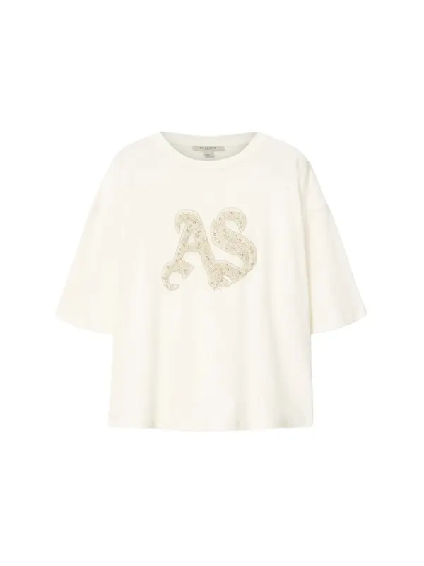 AllSaints AllSaints Majica 'ICON AMELIE'  srebrna / bela