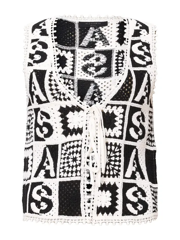 AllSaints AllSaints Pleten brezrokavnik 'Florence'  črna / bela