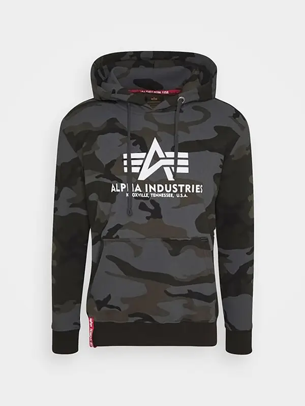 ALPHA INDUSTRIES ALPHA INDUSTRIES Majica 'Basic Camo'  črna