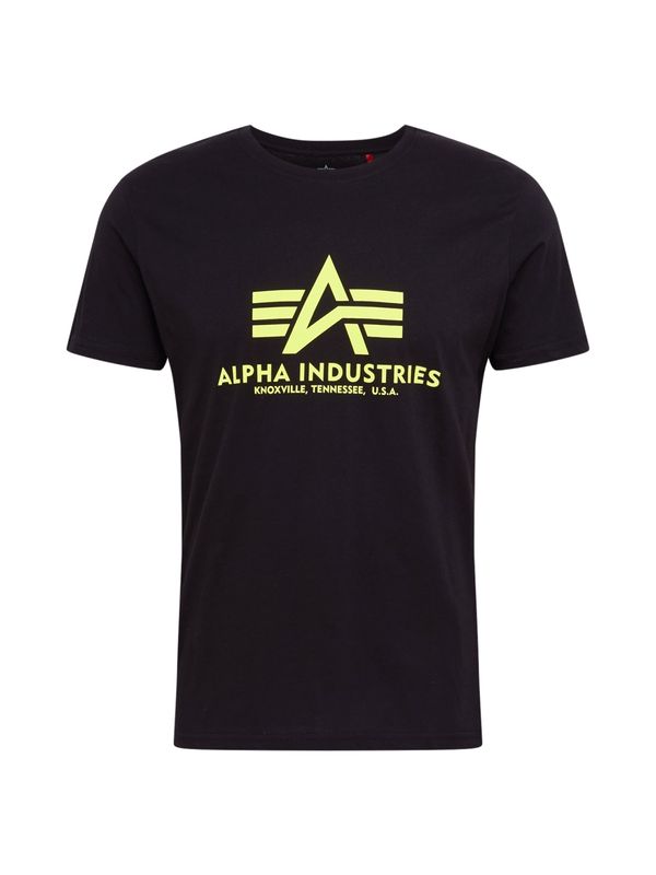 ALPHA INDUSTRIES ALPHA INDUSTRIES Majica 'Basic T Neon Print'  neonsko rumena / črna