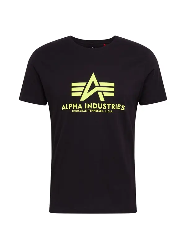 ALPHA INDUSTRIES ALPHA INDUSTRIES Majica 'Basic T Neon Print'  neonsko rumena / črna