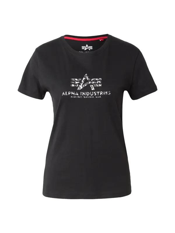 ALPHA INDUSTRIES ALPHA INDUSTRIES Majica 'Mirror'  siva / črna / bela