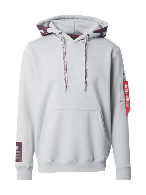 ALPHA INDUSTRIES ALPHA INDUSTRIES Majica  svetlo siva / vinsko rdeča