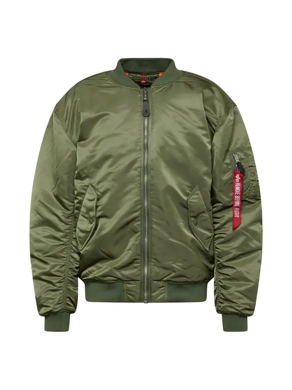 ALPHA INDUSTRIES ALPHA INDUSTRIES Prehodna jakna 'MA-1 CS'  oliva / rdeča