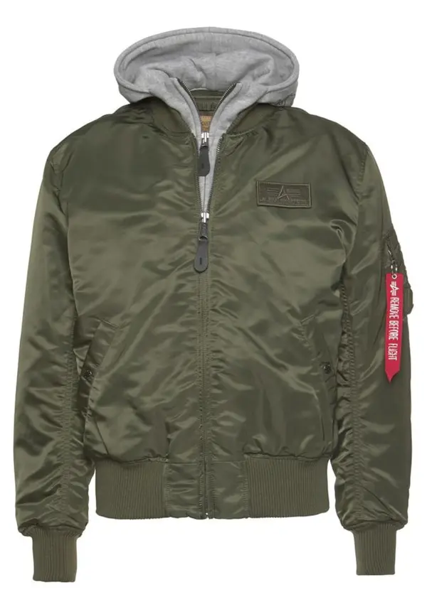 ALPHA INDUSTRIES ALPHA INDUSTRIES Prehodna jakna 'MA-1 D-Tec'  pegasto siva / oliva