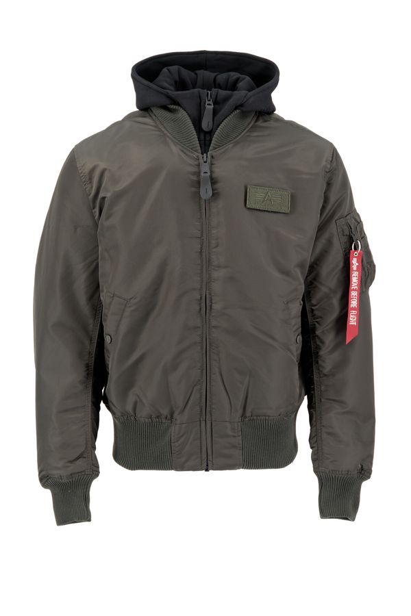 ALPHA INDUSTRIES ALPHA INDUSTRIES Prehodna jakna 'MA-1 D-Tec'  zelena / rdeča / črna / bela