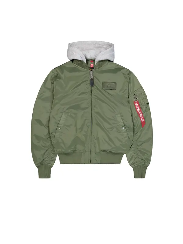 ALPHA INDUSTRIES ALPHA INDUSTRIES Prehodna jakna 'MA-1 TT Hood'  zelena / bela