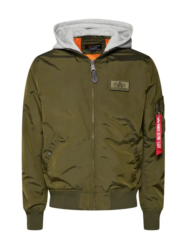 ALPHA INDUSTRIES ALPHA INDUSTRIES Prehodna jakna 'MA-1 TT'  pegasto siva / oliva / rdeča / bela