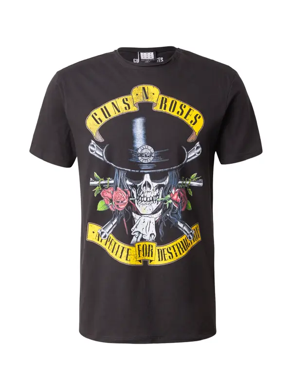 AMPLIFIED AMPLIFIED Majica 'GUNS N ROSES - TOP HAT SKULL'  rumena / travnato zelena / črna / off-bela