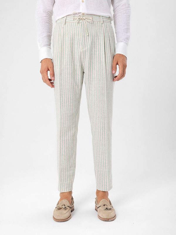 Antioch Antioch Hlače z naborki  bež / zelena