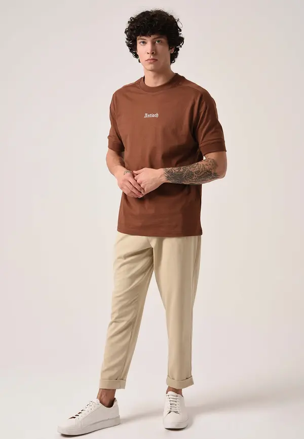Antioch Antioch Majica 'Basic'  rjava / bela