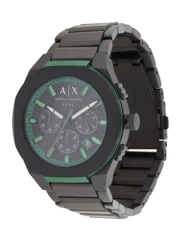 ARMANI EXCHANGE ARMANI EXCHANGE Analogna ura 'Sync'  zelena / črna