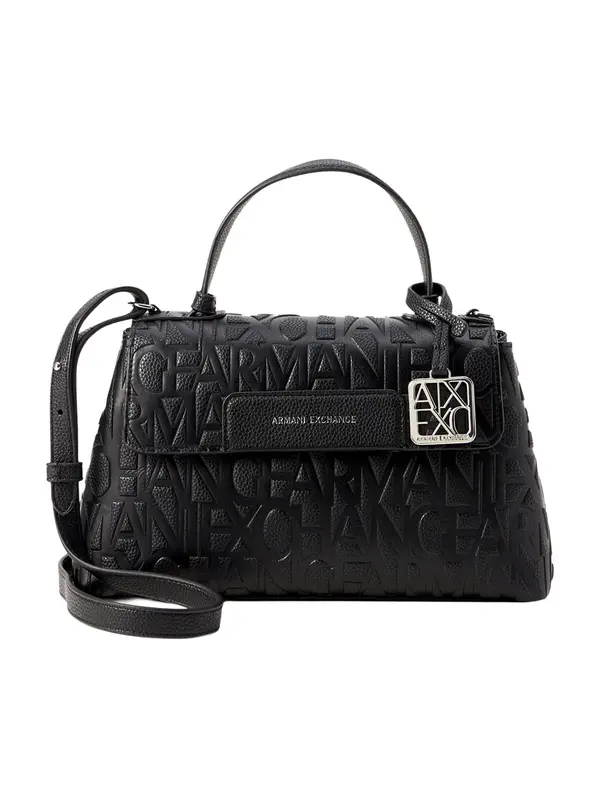 ARMANI EXCHANGE ARMANI EXCHANGE Ročna torbica 'LIZ PEBBLE'  črna / srebrna