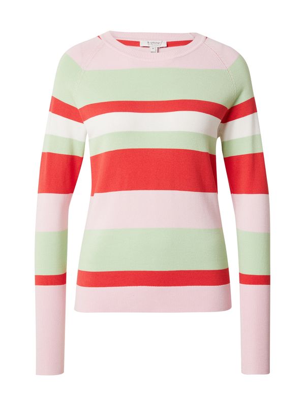 b.young b.young Pulover 'MORLA'  pastelno zelena / roza / rdeča / bela