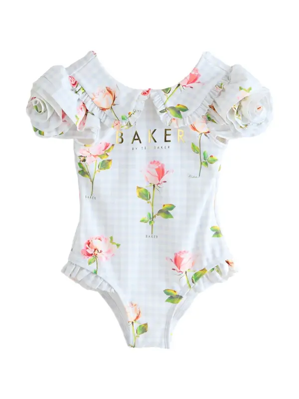 Baker by Ted Baker Baker by Ted Baker Enodelne kopalke  pastelno modra / zelena / staro roza / bela