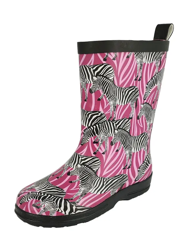 BECK BECK Gumijasti škornji 'Zebra'  roza / temno roza / črna / bela