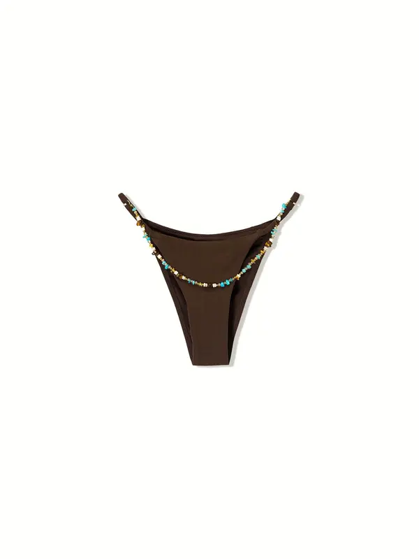 Bershka Bershka Bikini hlačke  temno rjava