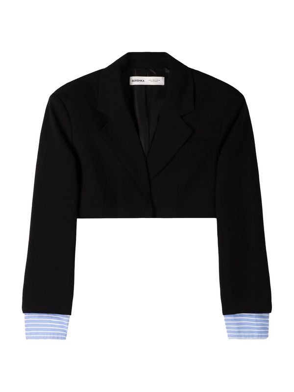 Bershka Bershka Blazer  svetlo modra / črna / bela