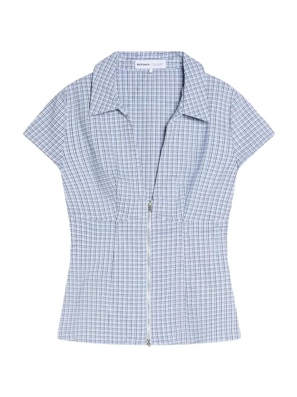 Bershka Bershka Bluza  mornarska / svetlo modra / črna