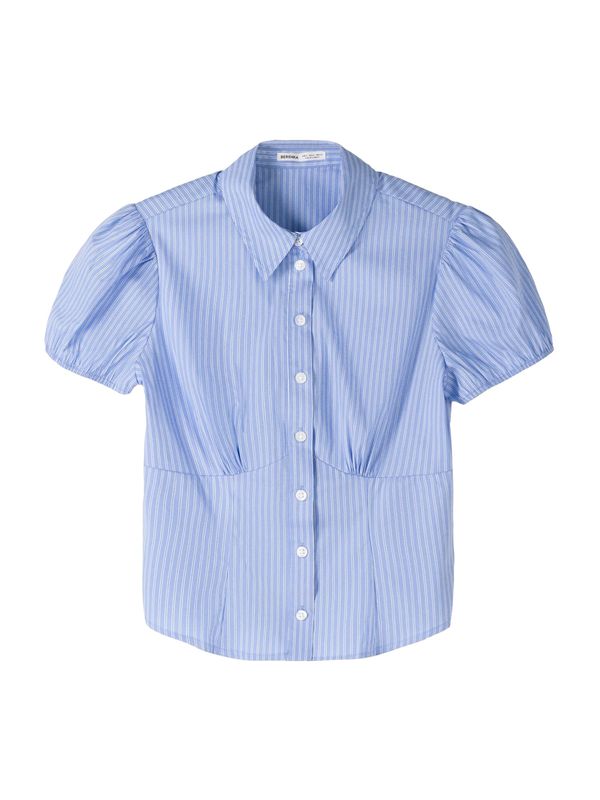 Bershka Bershka Bluza  svetlo modra / bela