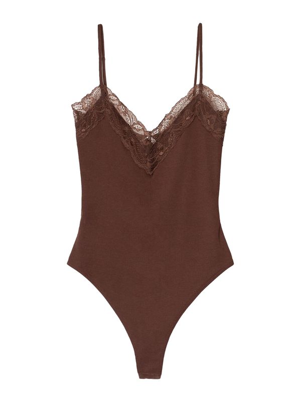 Bershka Bershka Bodi majica  čokolada