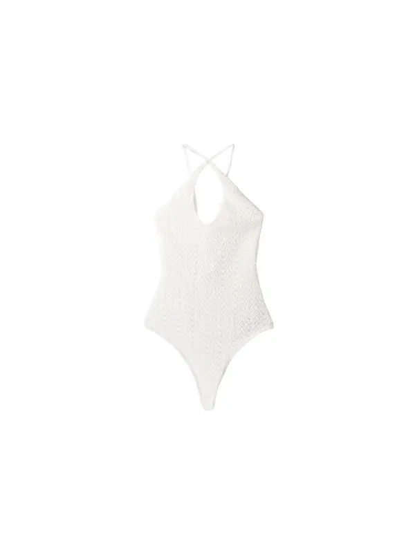 Bershka Bershka Bodi majica  off-bela