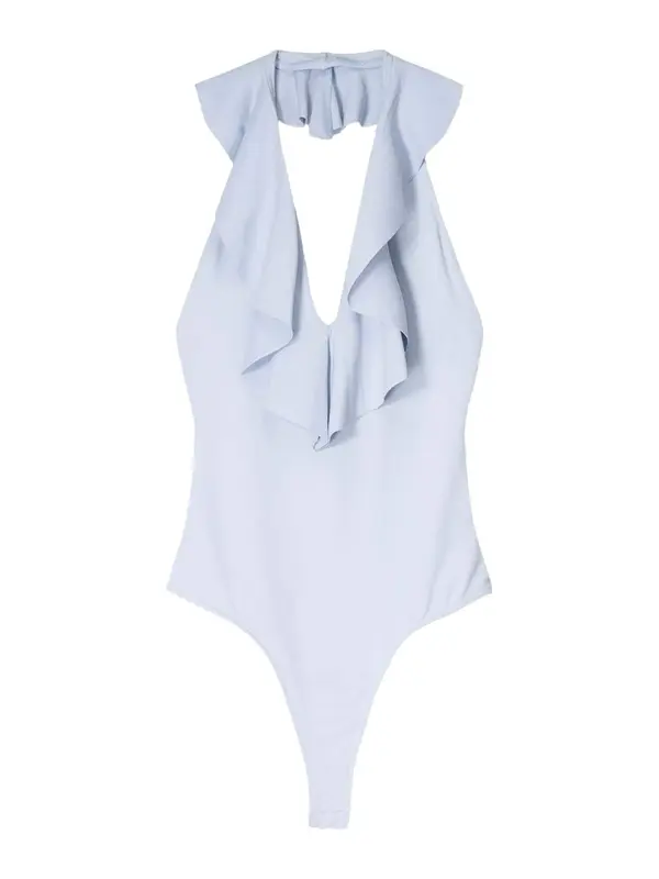 Bershka Bershka Bodi majica  svetlo modra