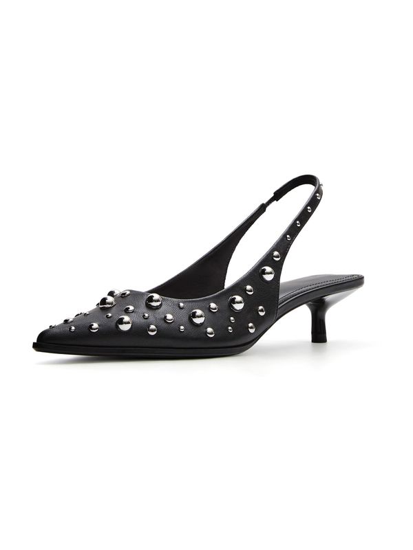 Bershka Bershka Čevlji s peto in s paščki  črna / srebrna