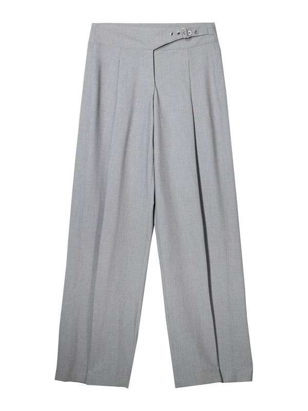 Bershka Bershka Hlače z naborki  siva