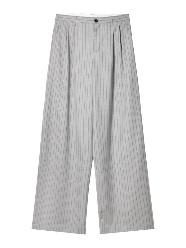 Bershka Bershka Hlače z naborki  siva / svetlo siva