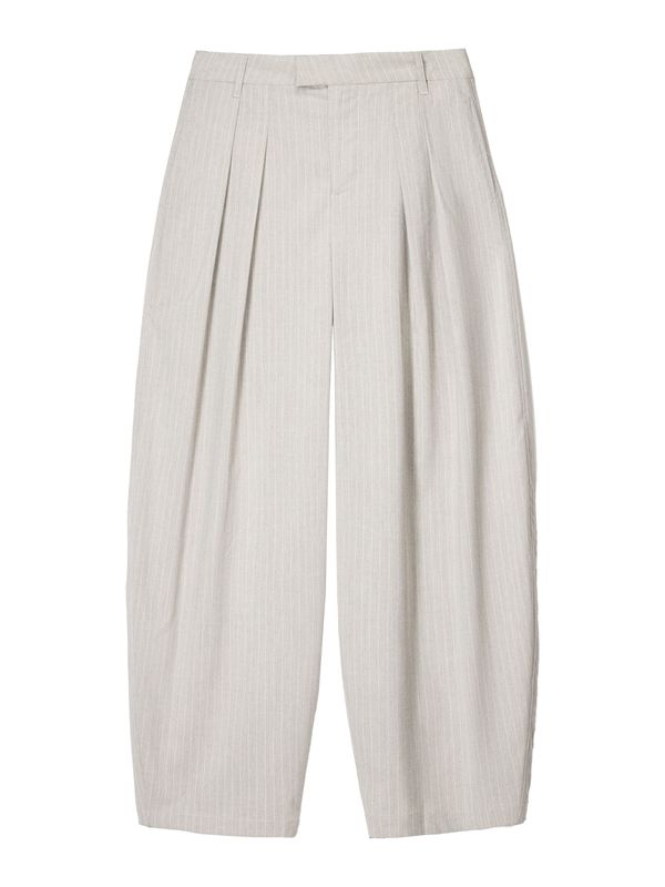 Bershka Bershka Hlače z naborki  svetlo siva / off-bela