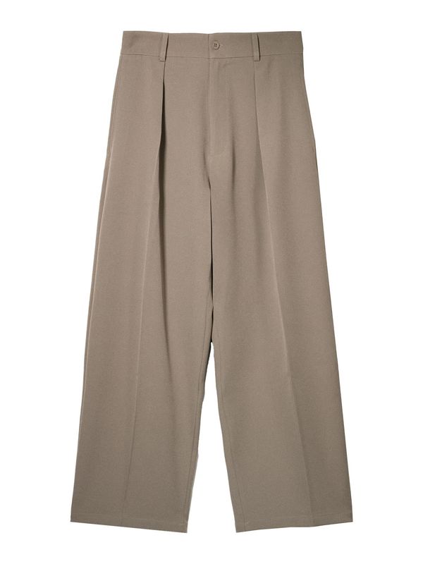 Bershka Bershka Hlače z naborki  temno bež