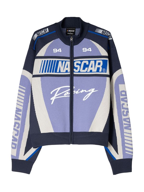 Bershka Bershka Jopa na zadrgo 'NASCAR'  svetlo modra / vijolično modra / sivka / bela