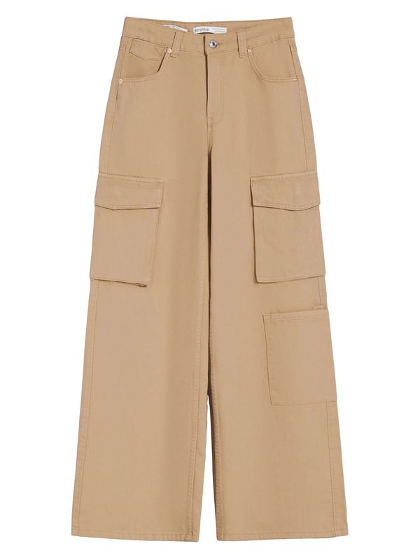 Bershka Bershka Kargo hlače  pesek