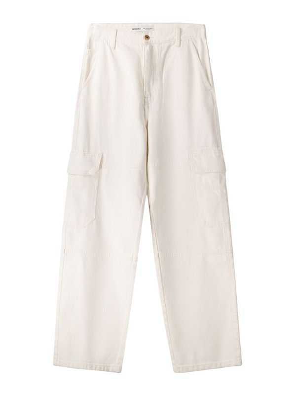 Bershka Bershka Kargo kavbojke  kremna