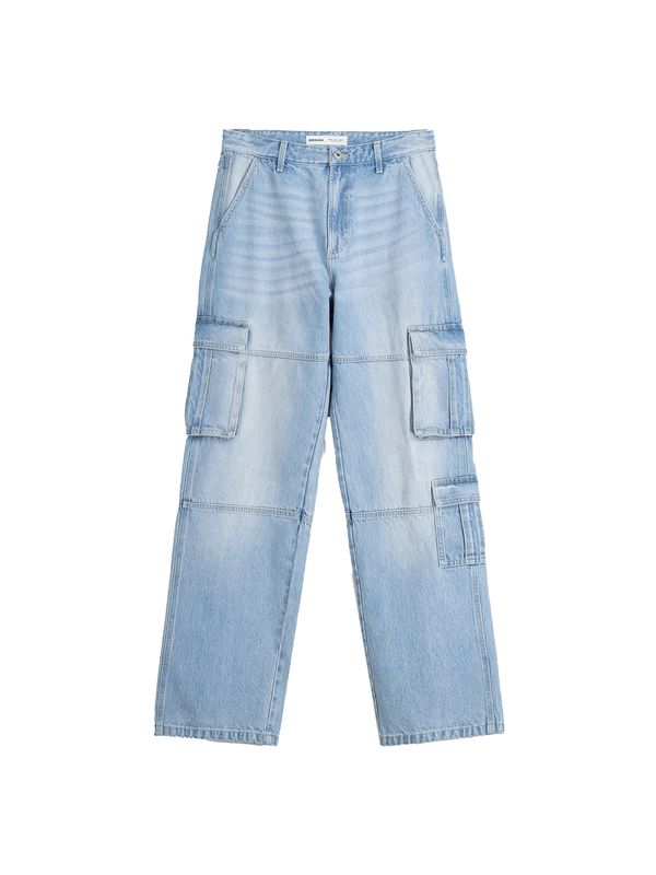 Bershka Bershka Kargo kavbojke  moder denim