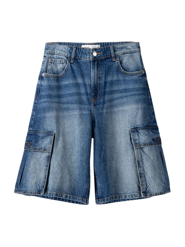 Bershka Bershka Kargo kavbojke  temno modra