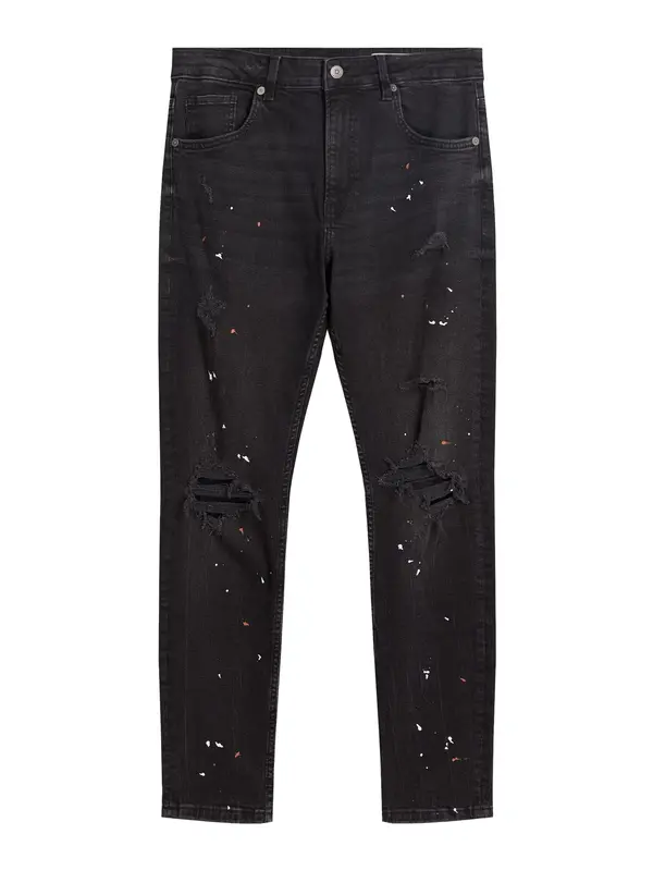 Bershka Bershka Kavbojke  krvavo rdeča / črn denim / bela