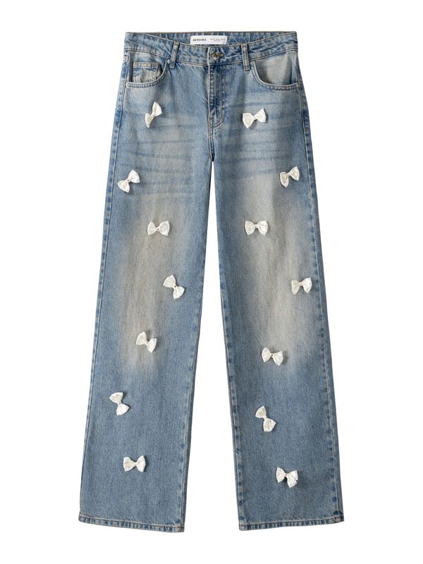 Bershka Bershka Kavbojke  moder denim / bela