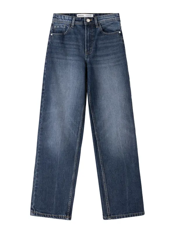 Bershka Bershka Kavbojke  temno modra