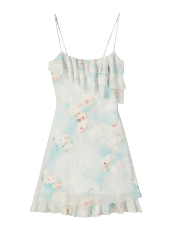 Bershka Bershka Koktejl obleka  svetlo modra / roza / bela