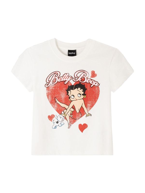 Bershka Bershka Majica 'BETTY BOOP'  bež / rdeča / črna / bela