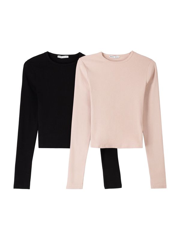 Bershka Bershka Majica  bež / črna